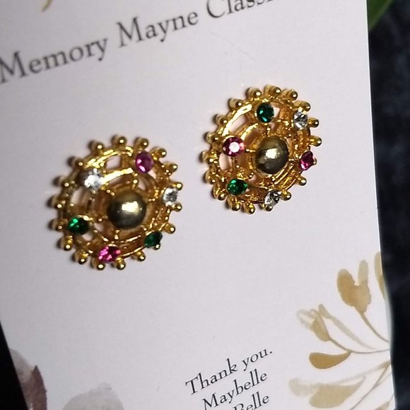 3/$25 vintage colorful 'gems' circle earrings